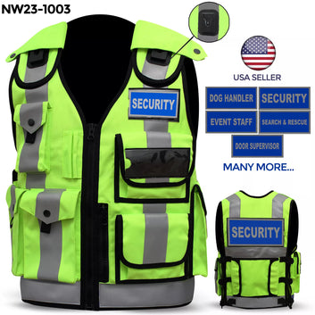 Hi Viz Green Tactical Vest Security Enforcement CCTV, Dog Handler, Press, Event