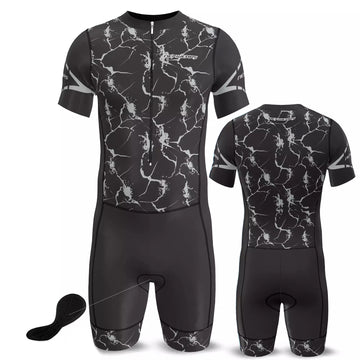 Men Triathlon Trisuit Cycling Running Swimming Jumpsuit Tri Skinsuit Padded
