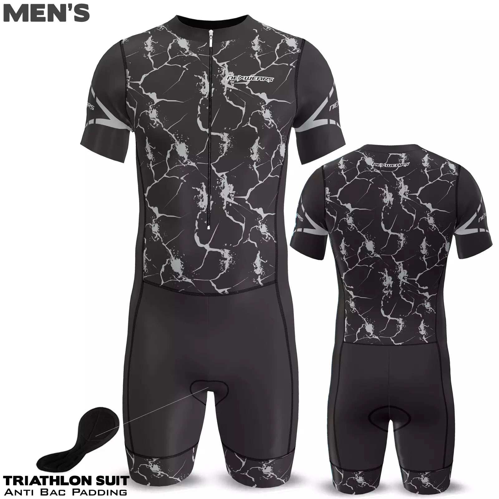 Men Triathlon Trisuit Cycling Running Swimming Jumpsuit Tri Skinsuit Padded