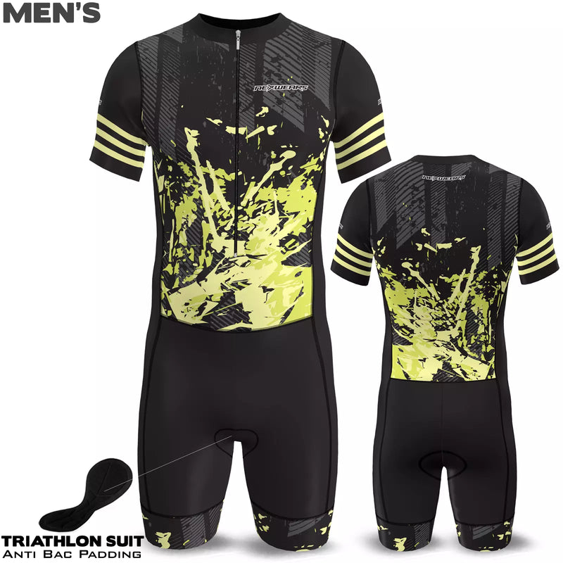 Men Triathlon Trisuit Cycling Running Swimming Jumpsuit Tri Skinsuit Padded