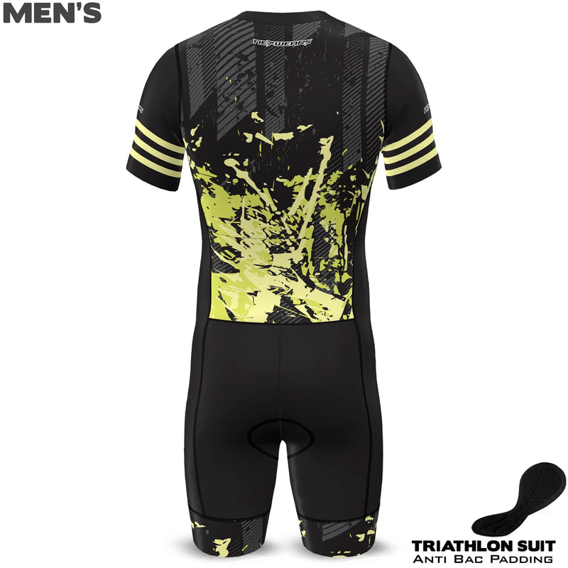 Men Triathlon Trisuit Cycling Running Swimming Jumpsuit Tri Skinsuit Padded