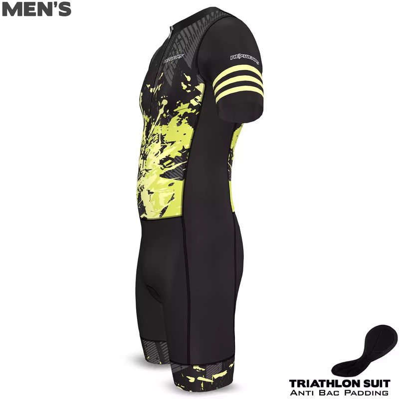 Men Triathlon Trisuit Cycling Running Swimming Jumpsuit Tri Skinsuit Padded