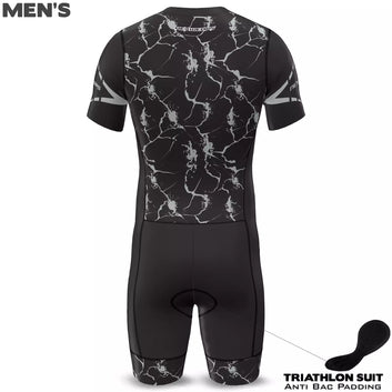 Men Triathlon Trisuit Cycling Running Swimming Jumpsuit Tri Skinsuit Padded