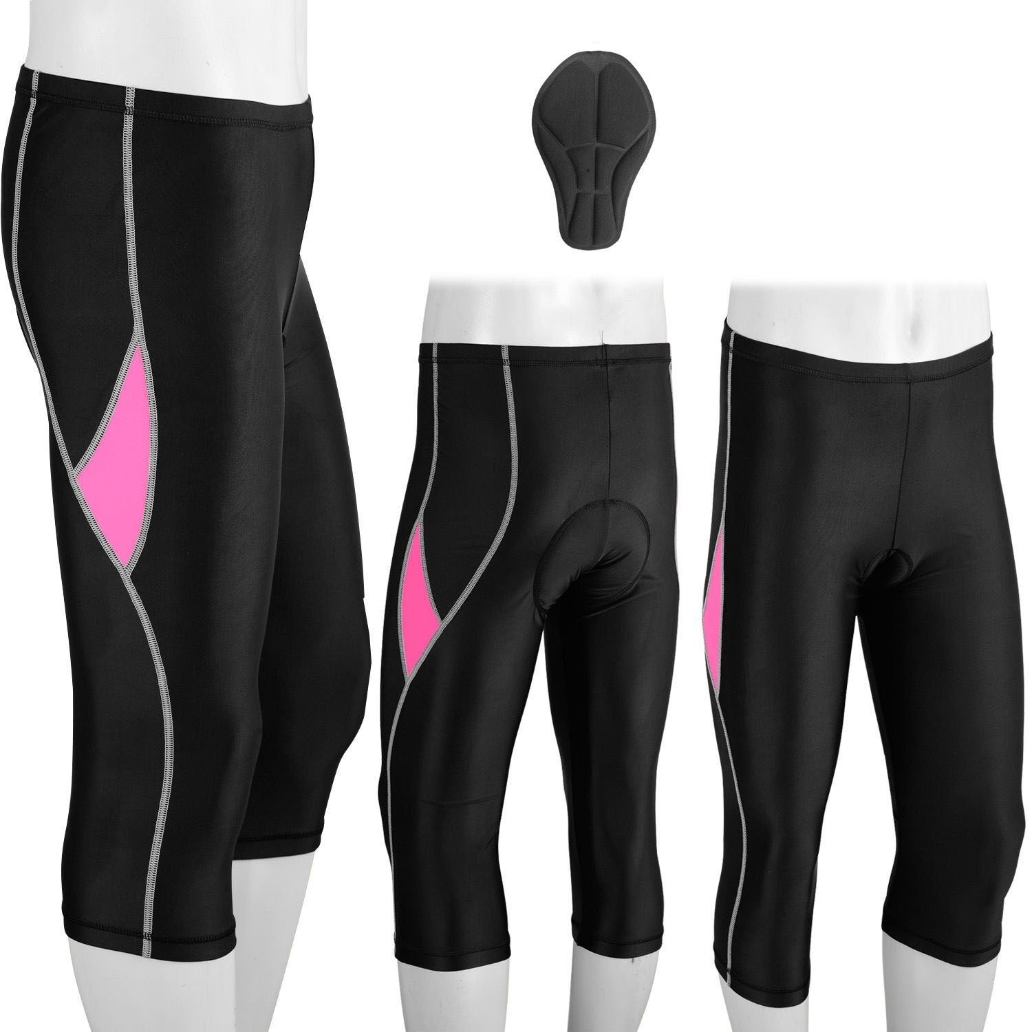Ladies Cycling Shorts Three Quarter 3/4 Legging Hi Density Padded